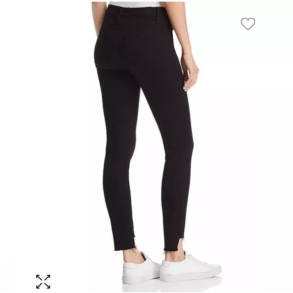 FRAME Le Skinny De Jeanne Mid Rise Side Slit Jeans Black Film Noir Raw Hem 27 - Picture 2 of 6